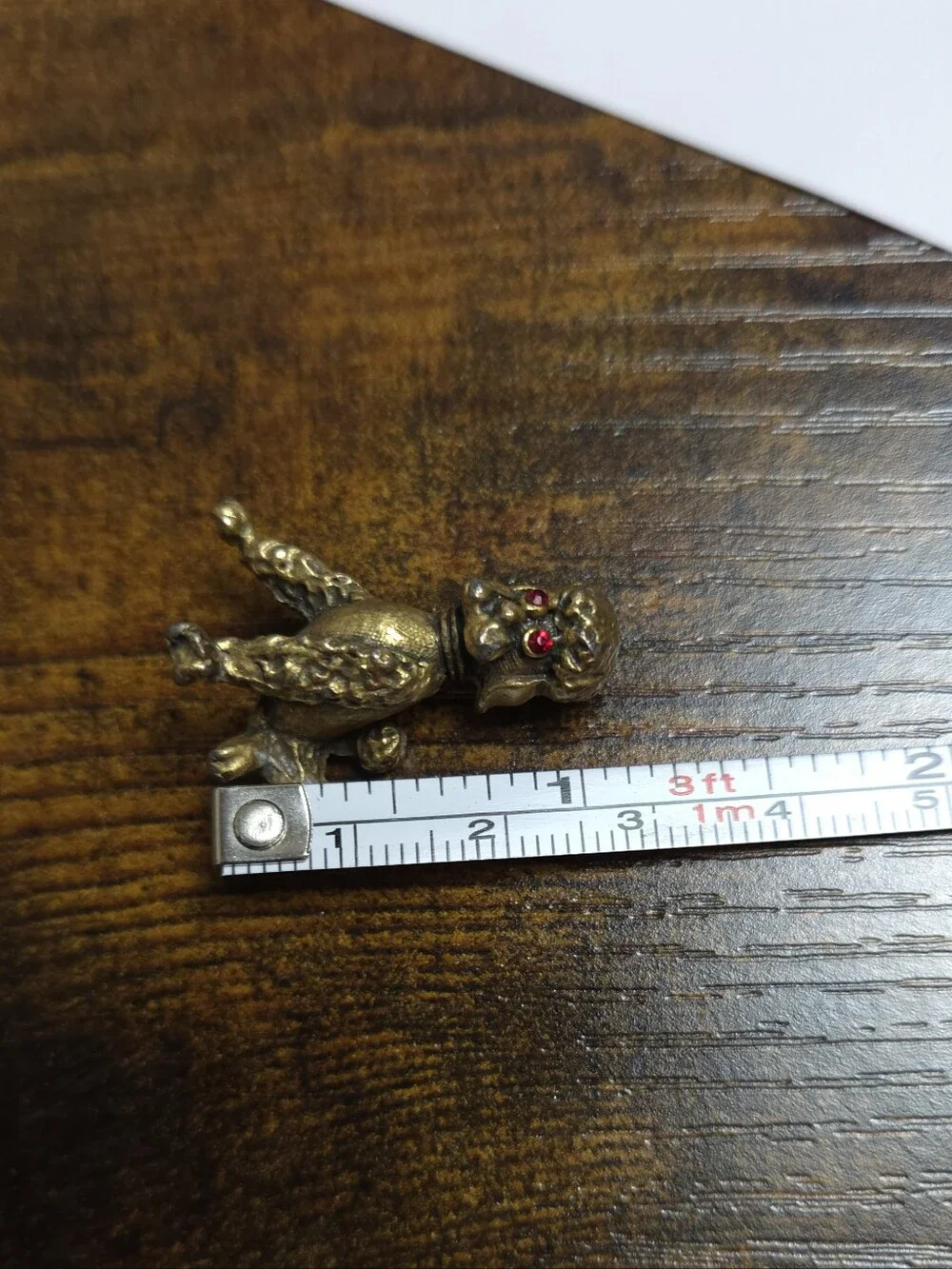 Vintage Golden Red Crystal Eyed Poodle Brooch Pin